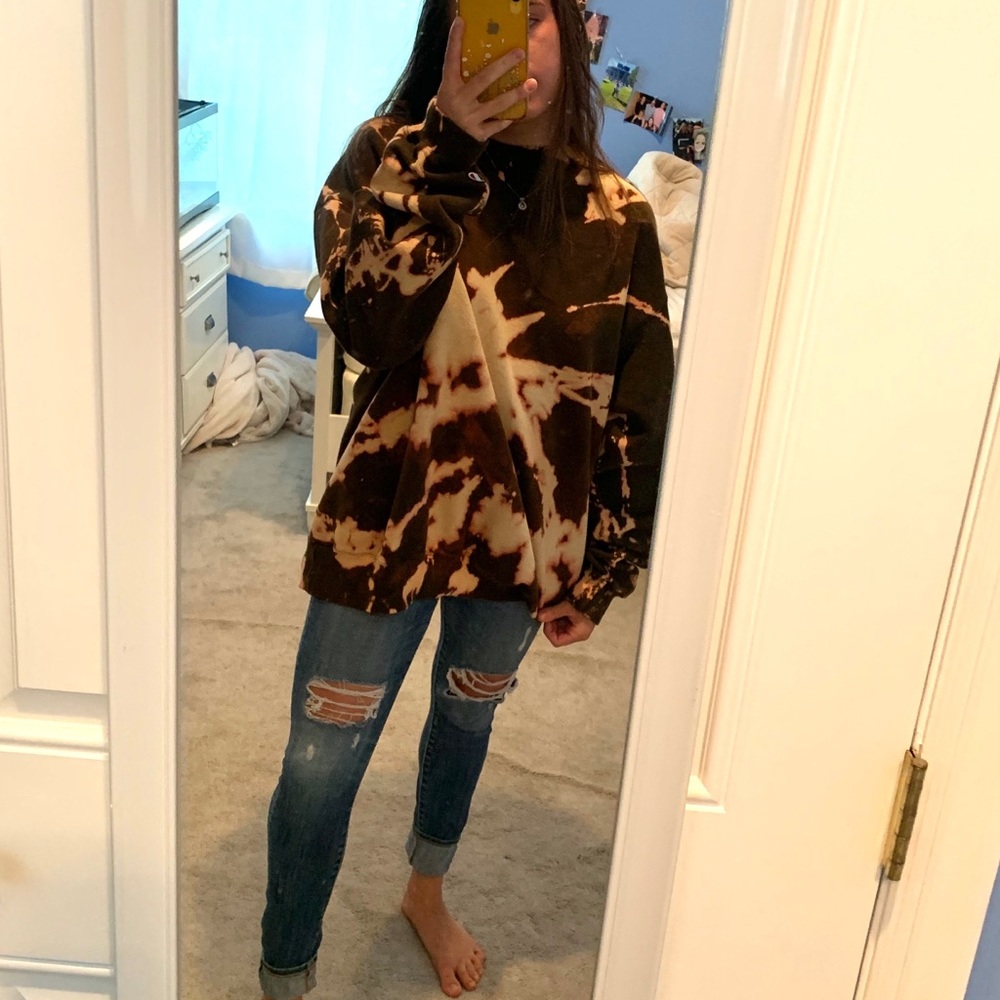 Oversized Distressed Acid Washed Champion Crewneck